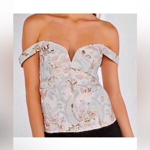 EXPRESS jacquard brocade corset w/boning~wear on or off shoulde RE $70+ sz 10